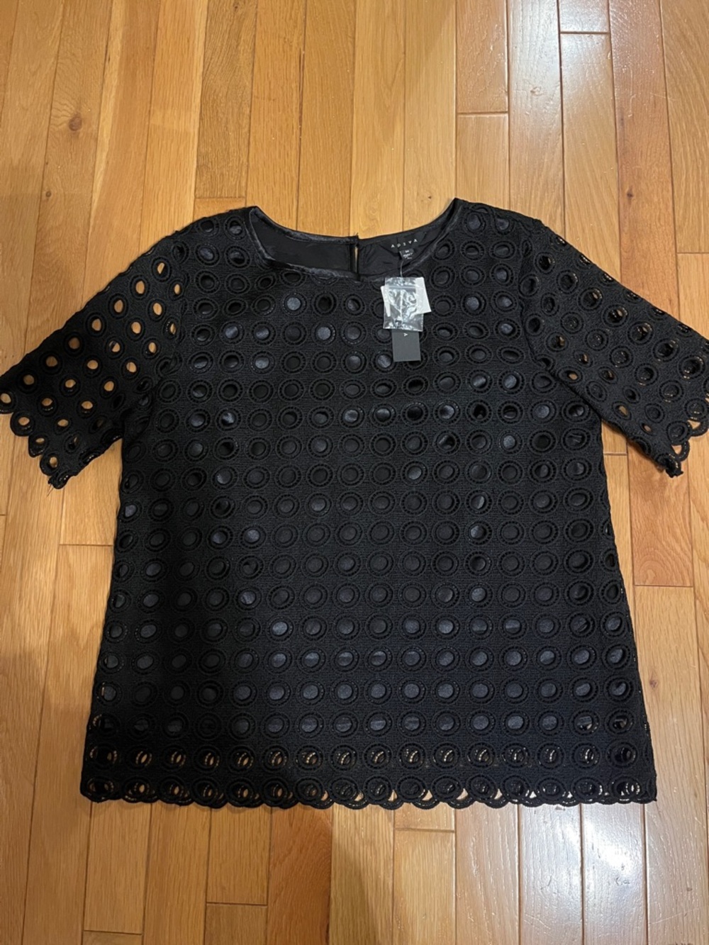 NWT Adiva black short sleeve blouse